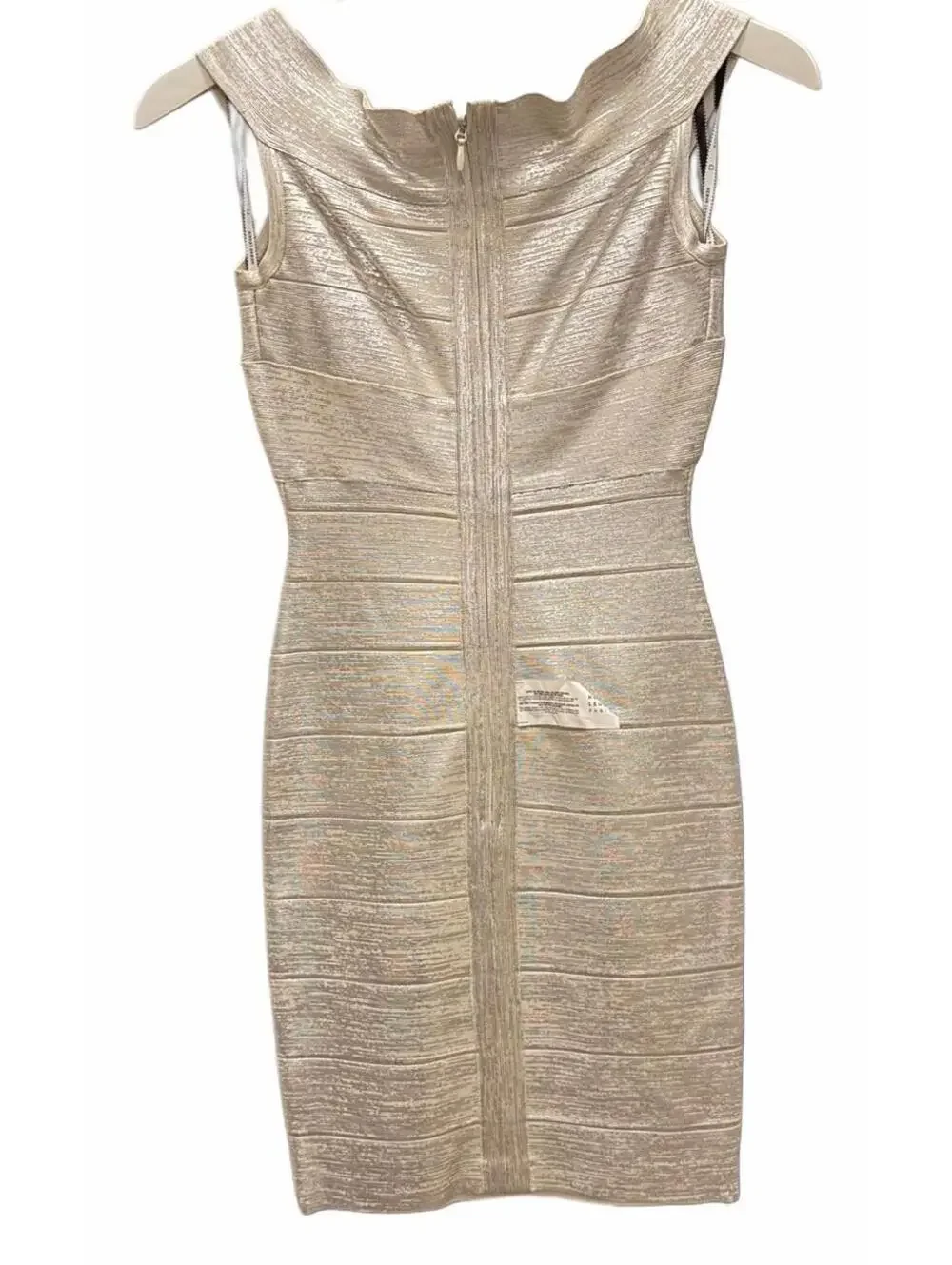 NWT Herve Leger Silver Criss Cross Foil Dress, Size Small 4-6. - Picture 3 of 7